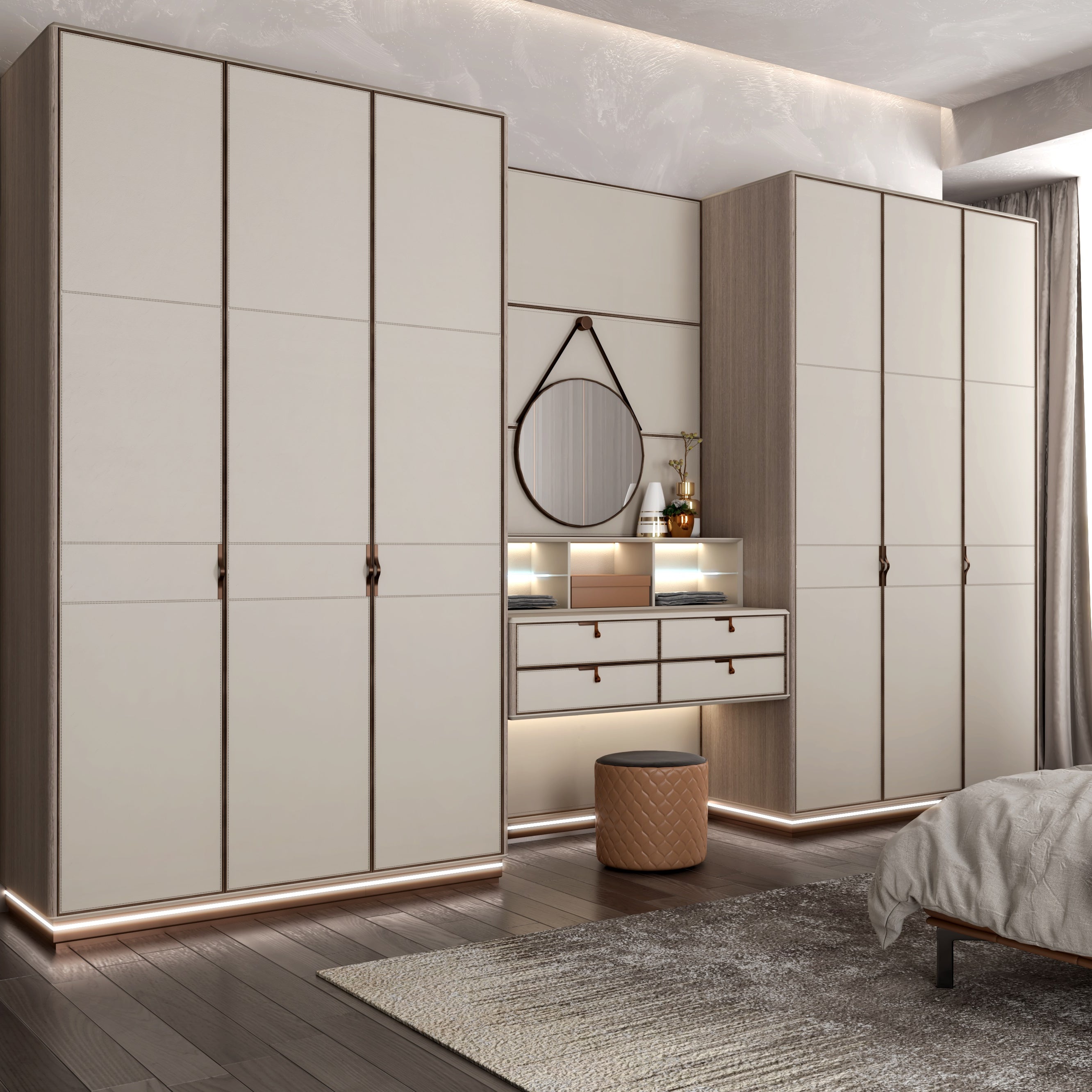 Modern White Melamine Walk-in Wooden Closet Storage Wardrobe Simple Design Clothes Storage Cabinet for Bedroom Home Furniture