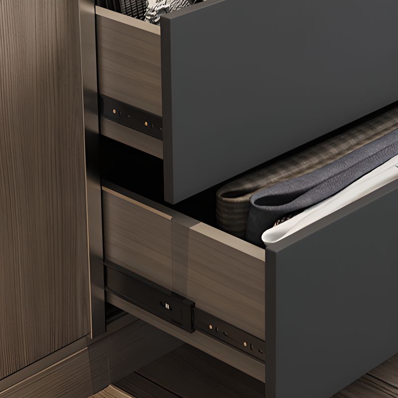 Santopova Modern Sliding Mirror Wardrobe Set With Solid Wood Doors 3 In 1 Modular Bedroom Cupboard